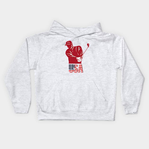 Team USA Golf, tokyo 2020 olympics Kids Hoodie by Hussar